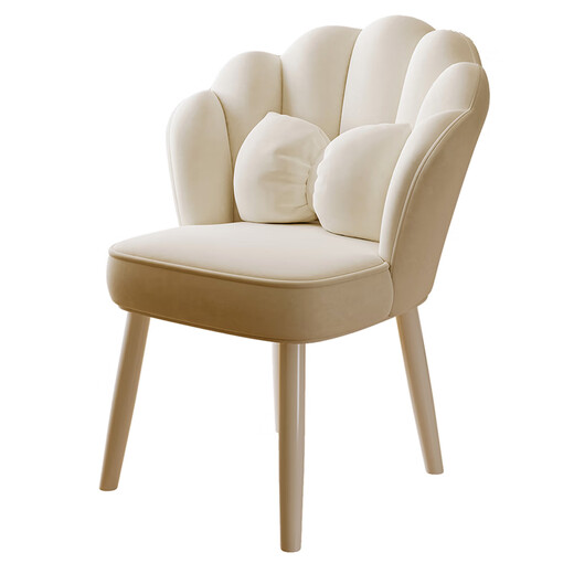 Fat Donglai quality dressing table chair with backrest Internet celebrity petal chair home girls' bedroom dressing table stool light off-white - petal backrest - high elastic sponge - white
