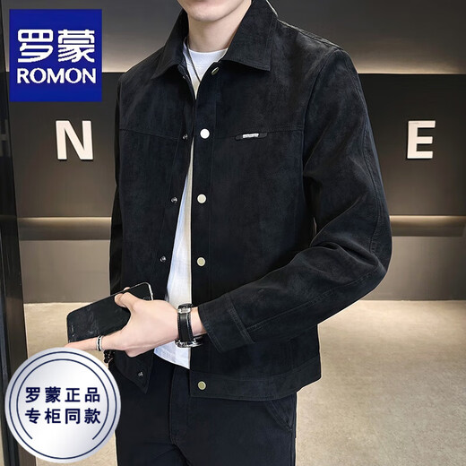 ROMON Jacket Men's Autumn and Winter Plus Velvet Handsome Trendy Lapel Suede Spring Top Men's Jacket Coffee Color Plus Velvet 2XL 140-155Jin Jin is equal to 0.5 kg