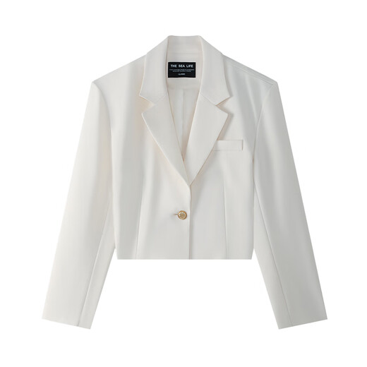 THE SEA LIFE休闲西装女2025春新款女装正肩一粒扣枪驳领西装外套15253 白桦色 S