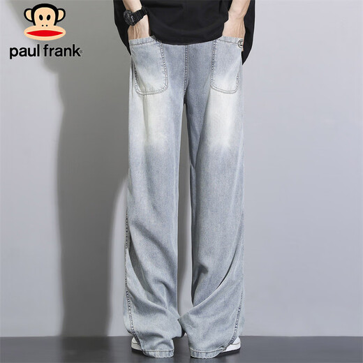 大嘴猴（paul frank）牛仔裤男夏季天丝垂感冰丝裤子男士宽松休闲裤男裤 怀旧蓝色 XL