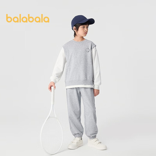 Balabala children's clothing boys long sleeves set children's sportswear 2025 new spring dress fake two-piece fashion 208125104104