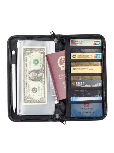 Bolsa de pasaporte Japones Muji Certificado de certificado Bajero Bolsa de almacenamiento Bolsa de aire Boleto de aire Gran capacidad delgada Modelo de gran capacidad Negro incluye 3 bolsas transparentes
