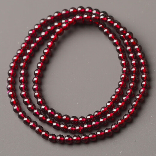 Fujiu suitable natural wine red garnet bracelet for women three circles 7A8A collection grade loose bead bracelet 7A treasure grade 6 mm (three circles)
