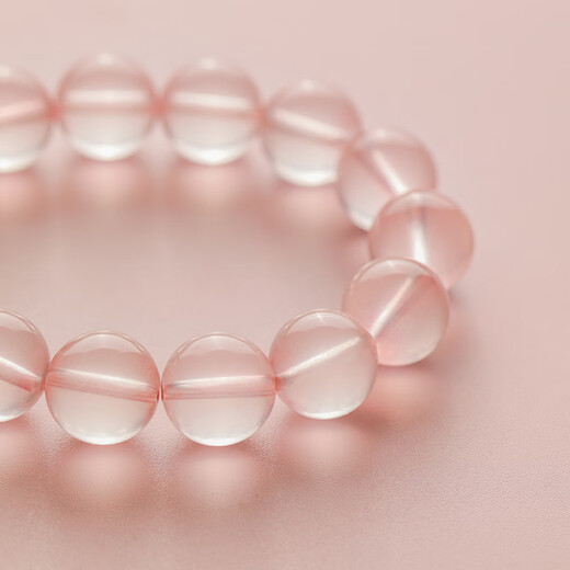 BOSFRU Natural Mozambique Pink Crystal Bracelet for Women Pink Large Lacquer Beads Love Bracelet Exquisite Jewelry Gift for Girlfriend 18.5cm