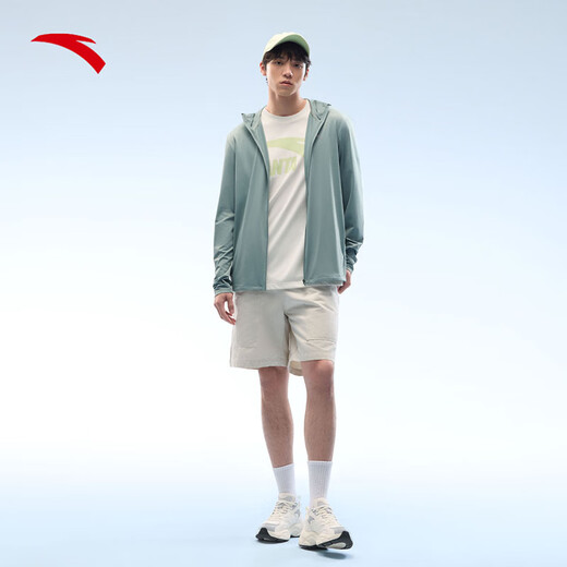 安踏（ANTA）绝绝紫4代丨吸湿速干防晒衣男夏季防紫外线皮肤衣连帽遮脸钓鱼服 青恒绿-3 L (男175)