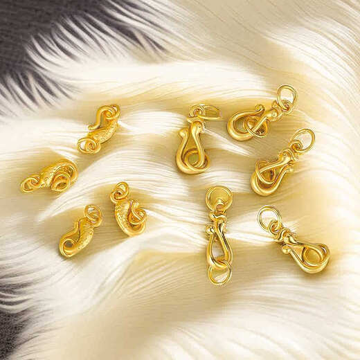 Time Bird 18k Gold Bracelet Button Head Button Connector Accessories Pearl Necklace Buckle Clip Imitation 18k Gold DIY Gold Pendant Buckle Carp Buckle (4*11mm*Ring 6mm)