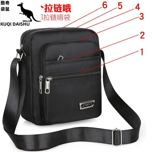 Kuqidaishu (kuqidaishu) Herrenbeutel Oxford Stoff Umhängetasche Herren -Crossbody -Tasche Freizeit Canvas Bag Herrenbeutel Rucksack kleiner Tasche Business Aktentasche [Y3519 Schwarz] Vier Reißverschluss Stil