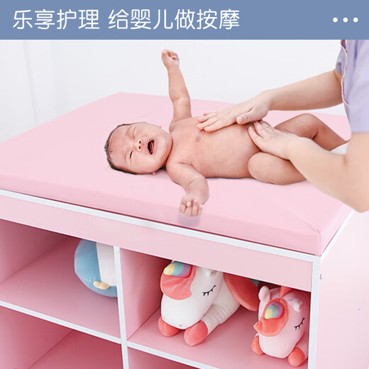 ABCMOKOO抚触台整理台尿片换尿不湿按摩台宝宝尿布台婴儿护理台垫子操作台 120*80*85粉色柜子+红色垫子