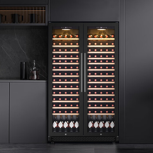 Bacchus wine cabinet with double doors, 150 bottles, thermostatic cabinet, wine, household, commercial, tea, sake, beer, champagne, whiskey, ice embedded wine storage, large living room, villa YC-418