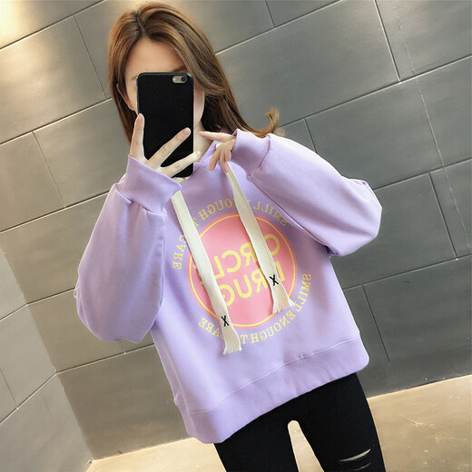 BJORN MOAN加绒/不加绒连帽卫衣女学生2025春秋年新款宽松洋气减龄长袖上衣 白色 6629款 S 建议75斤-85斤