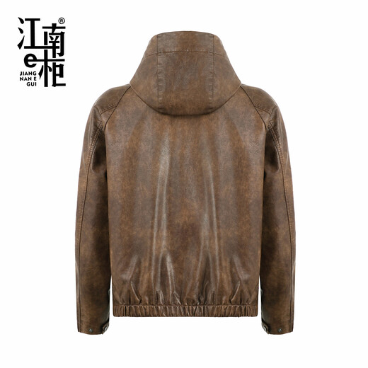 Jiangnan e-cabinet мужская модная куртка из искусственной кожи свободная теплая куртка в корейском стиле 516104053 Коричневый L