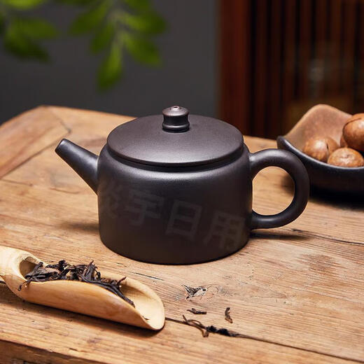 Large-mouthed teapot, open-mouthed purple clay teapot, wide-mouthed Kung Fu tea set, large-capacity vermilion clay pot, practical well railing pot, purple-Han tile pot with attached kettle rope 200ml