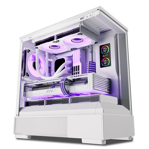 Patriot Xingcanlan Xingcan Xiaolan screen display version sea view room chassis e-sports game desktop computer main box 240 water-cooled MATX column-free full side transparent Xiaolan screen display white + Aurora Z13 fan 4 positive and 3 reverse