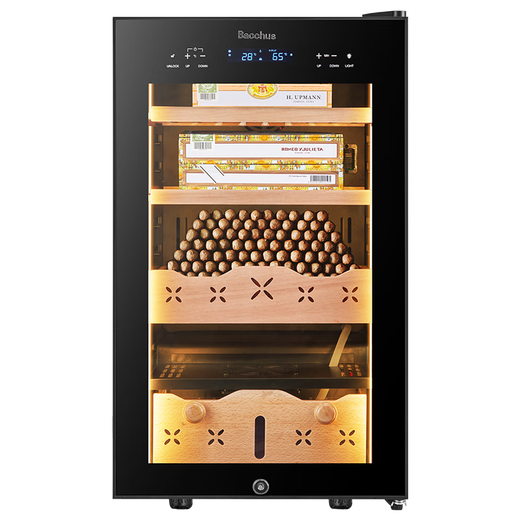 Bacchus smart cigar cabinet WiFi control + ammonia removal, multi-functional independent humidity control, constant temperature and humidity, naked and alcohol-free Spanish cedar wood inverter compressor, air-cooled humidifying cabinet, 7th generation inverter model + light strip + purified ammonia + WIFI (350 pieces) 65L