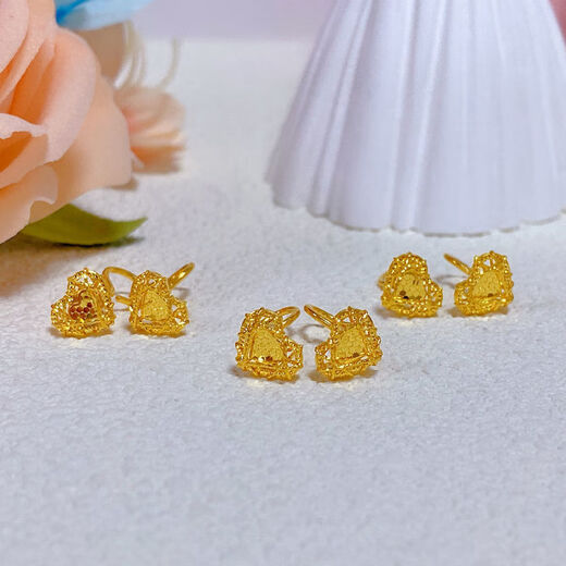 AYD Old Phoenix Gold Store Model 24k Gold Love Filigree Dragon Scale Earrings for Women New 999 Feet 0.01g Heart Earrings