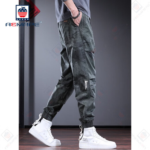 AEMAPE Pantalones casuales Camuflaje de moda Men Summer NUEVO Pantalones de corbata suelta Pantalones de empate