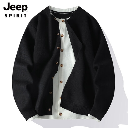Jeep Spirit Herren-Strickjacke Pullover Herbst und Winter 2025 Neues gefälschte zweiteilige Basis-Strickjacke rotes Neujahr verdickter Pullover WE24893 Neues Jahr Red 3xl