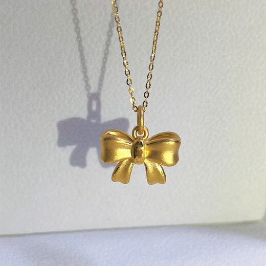 GRAYCEWODY Old Phoenix 999 Gold Fugitive Princess Bow Necklace Light Luxurious Gold Pendant Necklace Design Fugitive Princess Necklace Heartbeat Old Phoenix Gold Store