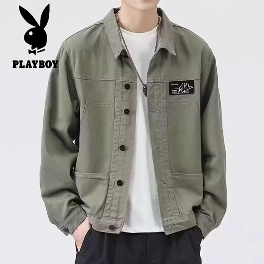 Jacket Playboy Spring et automne 2025 Nouvelle chemise Automne Veste de travail masculine de la veste de début d'automne [Version mise à jour] K12806 Black XL [suggéré 128-140jin [Jin est égal à 0,5 kg]]]