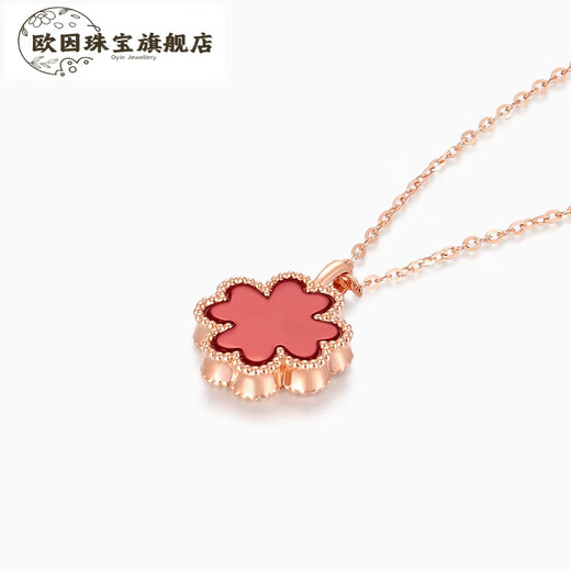 Oin Dada Jewelry 18K Gold Agate Diamond Pendant Love Words Lucky Clover Necklace 3D Hard Gold Pendant 18K Gold Agate Diamond Pendant