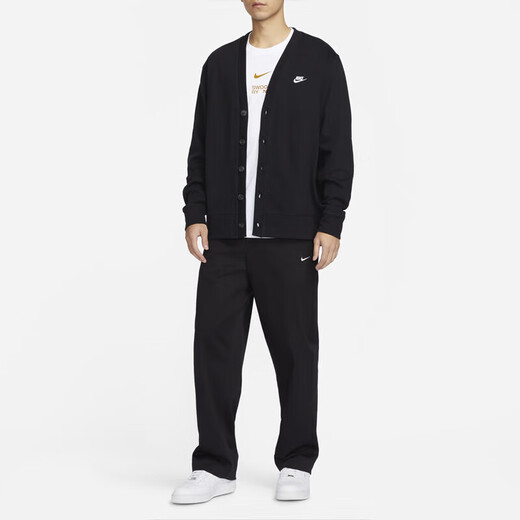 Nike (NIKE) jacket for men 2025 autumn new fashion V-neck knitted sweater casual windproof jacket sportswear FN3899-010 S