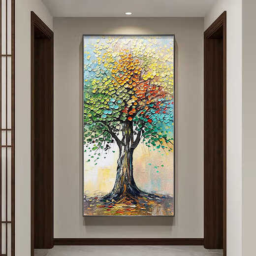 Shunjixiangli arbre arbre entrée peinture décorative édition verticale moderne couloir de luxe léger moderne et allée peinture de peinture de salon atmosphérique haut de gamme peinture murale JD13691 90 * 180 (suggère 1,2-1,5 mètres de mur) Crimulaine en porcelaine en aluminium