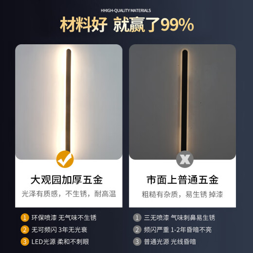 科至途定制户外壁灯极简室外室内长条灯别墅围墙大门壁灯庭院柱子外墙洗 9227-【防雨款】9227-80cm-中性