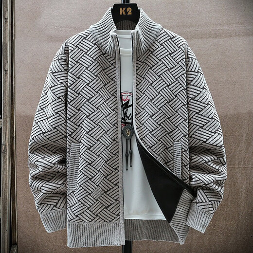 罗则针织开衫外套男秋冬季新款百搭休闲男士长袖上衣服潮牌时尚毛线衣 深灰色 XL