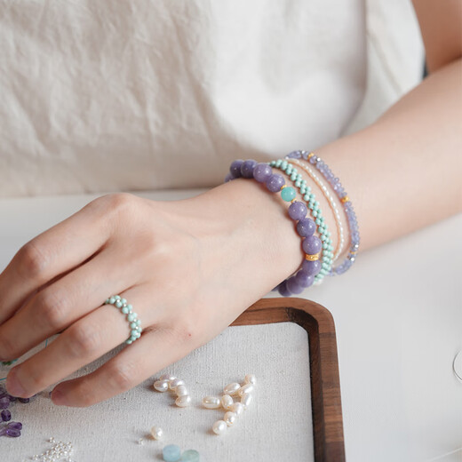 Youshu Authentic Natural Xueqing Natural Tanzanite Beaded Bracelet Women's New Chinese Style Niche Amethyst Bracelet Xueqing (about 16.5cm including buckle)