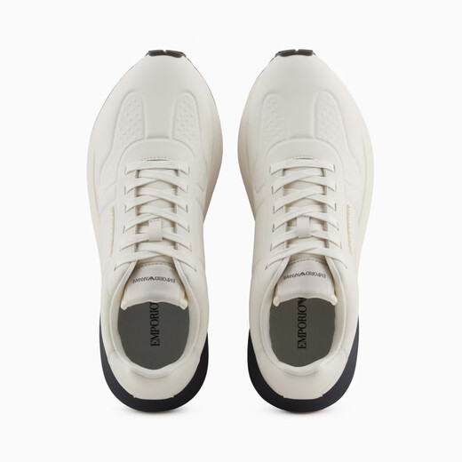 
Armani new men's cowhide leather casual shoes EA brand logo low top thick sole sneakers Fashion big brand men's shoes White X4X684(00894) Size 42
