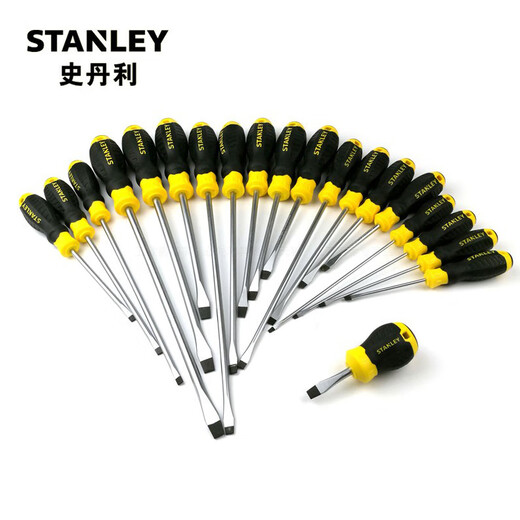 Stanley (Stanley) B-серия однозданная отвертка отвертки с магнитной шлифовой цветом маленькой отвертки хромированной стальной отвертки Vanadium Стальная ручка клея одновообразной 6,5x200 мм60-829-23