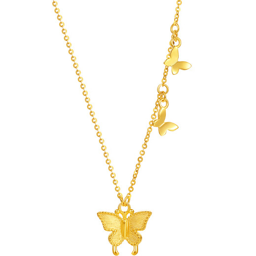 Saturday blessing yellow 18K gold necklace butterfly color gold necklace birthday gift for women C0614755 40+5cm