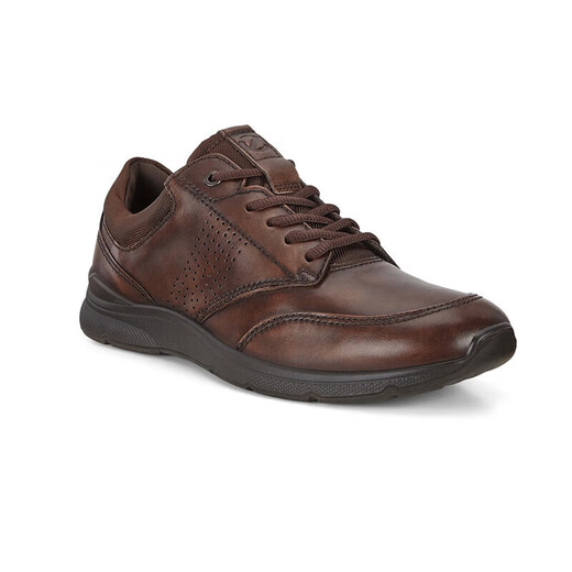 ECCO casual leather shoes for men, lightweight cowhide sneakers, walking shoes, comfortable and breathable, Owen series, brown 44