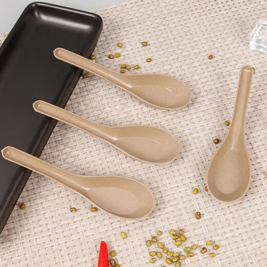 Disposable spoons, biodegradable rice husk spoons, commercial takeout packaged fast food catering rice spoons, small spoons, original color disposable rice husk spoons, 1000 pieces