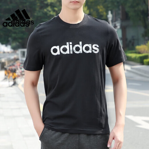 阿迪达斯 （adidas）(Adidas)男装T恤夏季新款运动服户外舒适跑步训练休闲短袖FH6625 EI9755黑色 L