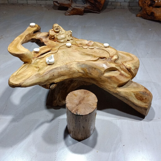 根雕茶几桌客厅家用小户型纯实木天然整体树根茶海茶桌椅阳台 3519油杉瘤体整体