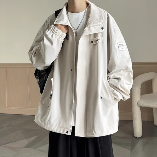 Yiran Presents Jacket Men's Spring and Autumn American Work Wear, Handsome Youth Casual Loose Lapel Loose Personality Versatile Men's Jacket Black XL Recommended 115-140 Jin Jin equals 0.5 kg