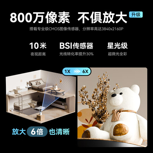 华为智选鸿蒙智选海雀摄像头800万像素 家用监控手机远程360度自动旋转无死角带夜视 可对话家庭安防3s4K