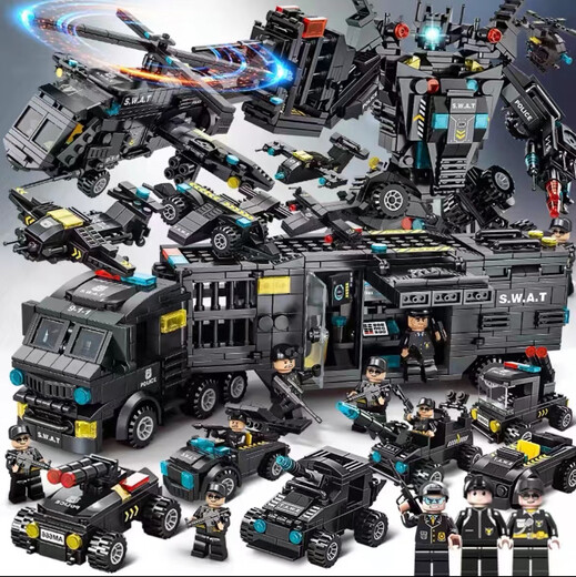 New Chinese Building Blocks Boys City Puzzle Assembling Picture Car Children SWAT Robot Toy Gift Black Hawk SWAT Team
