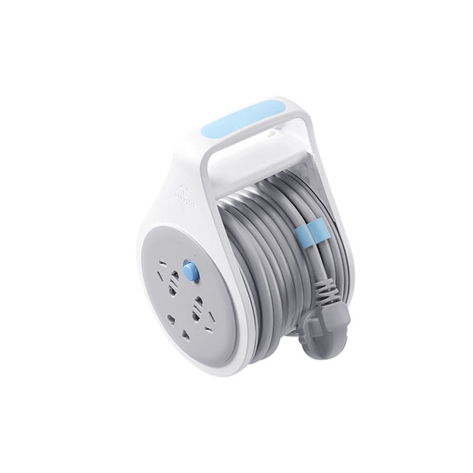 Bull (BULL) cable reel socket, power cable reel, mobile spool, plug board reel to store wire roller, wire take-up drag reel, outdoor charging extension cord, total length 5 meters, telescopic plug strip, convenient extension cord, official genuine fire retardant and flame retardant storage plug strip with overheating protection