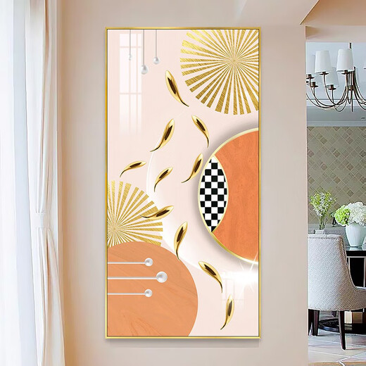 New style abstract decoration painting of Jiuyu Picture Modern minimalist style corridor aisle background wall hanging painting crystal porcelain mural TXMG11143 70*140 wall width 90-100cm elegant black aluminum composite