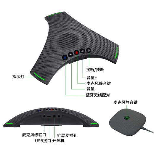 生华视通  视频会议八爪鱼全向麦克风USB蓝牙无线桌面收音器 5米拾音半径会议扬声器降噪消回音SH-M04S