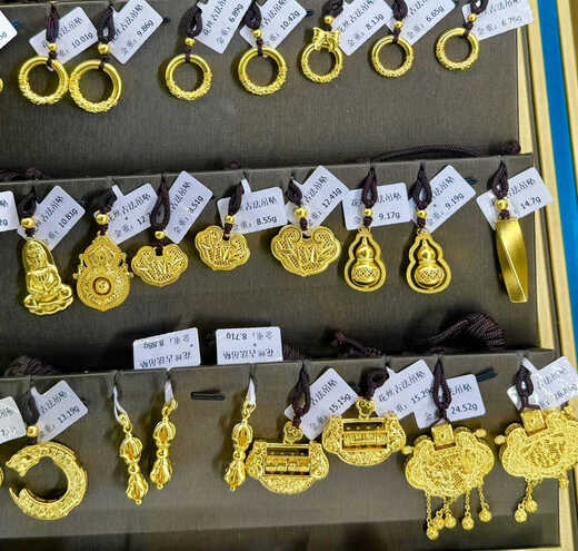 Broken Immortal Water Shell Gold 18K Gold Eight Treasures Compass Pendant Ancient Method Gourd Ping An Blessing Ruyi Pendant Couple Press Gram