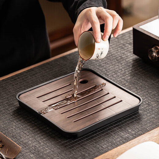 Porcelain brand tea set, one pot and four cups, household light luxury Kung Fu teapot, tea cup with tea tray, small set for making tea for guests, Huang Ru Yu Huang Liang 4 cups + walnut color small square plate