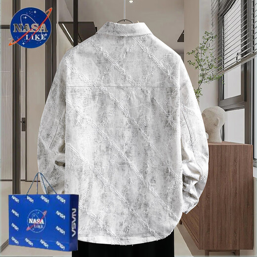 
NASALIKE denim jacket for boys spring and autumn new style teenager shirt jacket for junior and senior high school students men's fashion top 16823 white M (80-100Jin [Jin equals about 0.5 kg])