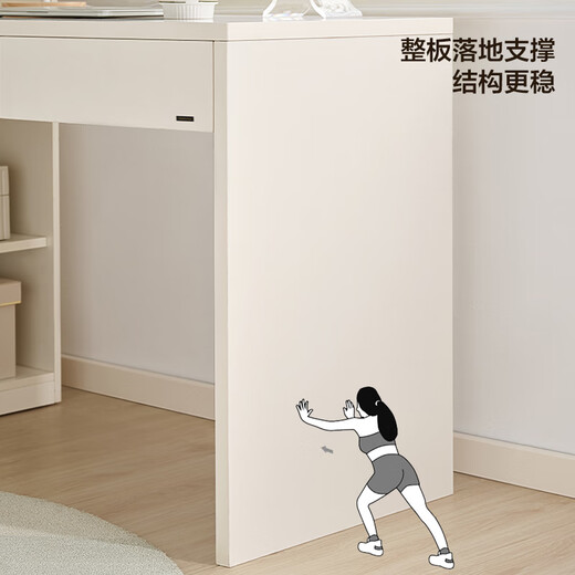 Quanyou Home Desk Simple and Versatile Corner Desk Home Study and Bedroom All-in-One Combination Computer Study Table Furniture Ivory White | Desk Integrated Desk Cabinet | With Threading Hole Design + Office Storage