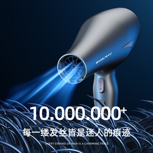 Syouran German hair dryer for home quiet bass negative ions high power not hurt hair salon barber shop special hair dryer high wind blowing hair home constant temperature hair care quick drying wise black (13000 home high wind)