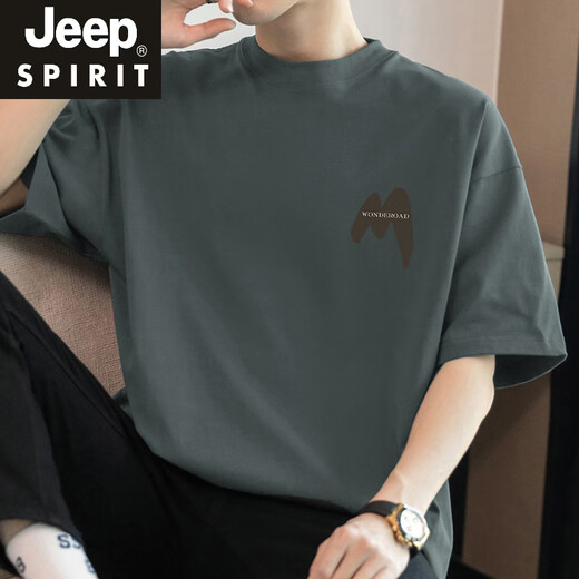 Jeep Spirit260g Американская футболка в супертяжелом весе мужская футболка с короткими рукавами с короткими рукавами с короткими рукавами
