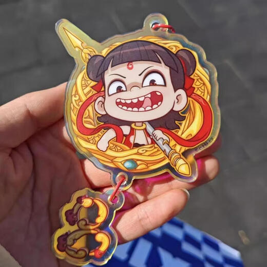 Nezha 2 periphere Figur Puppe ao Bing ao Guang Keychain Acrylheizung Kinderspielzeug Jungen Geburtstagsgeschenk Nezha Keychin mit Anhänger [5 zufällige Modelle] Keine Wiederholung Nezha 2 Filme derselben Peripherie