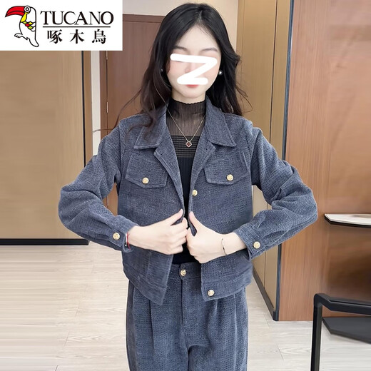 
Woodpecker Fashion Sportswear Set Women's 2025 Spring and Autumn New Internet celebrity style small short jacket wide-leg pants two-piece 6198# Black [Spring and Autumn Style] M [Suggested Jin[Jin equals 0.5 kg]]